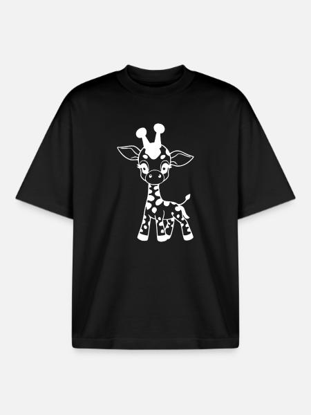 Giraffe baby giraffe - Boxy Heavyweight Unisex Organic T-Shirt by Stanley/Stella - black