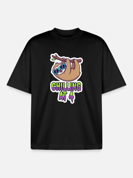 Chilling At 4 Sloth - Boxy Heavyweight Unisex Organic T-Shirt by Stanley/Stella - black