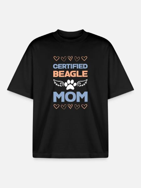 Beagle Mom Certified - Boxy Heavyweight Unisex Organic T-Shirt by Stanley/Stella - black