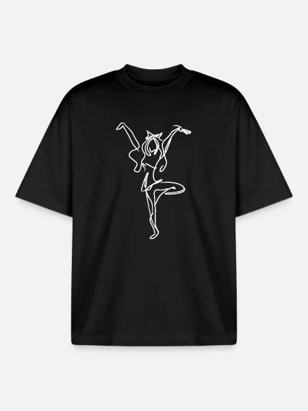 Cheerleader Drawing - Boxy Heavyweight Unisex Organic T-Shirt by Stanley/Stella - black
