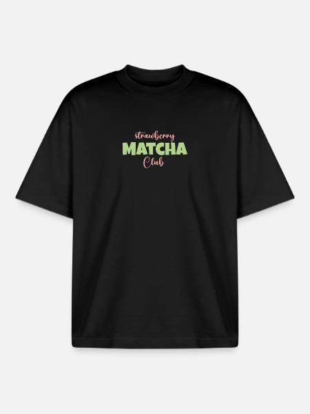 Strawberry Matcha Club - Boxy Heavyweight Unisex Organic T-Shirt von Stanley/Stella - Schwarz