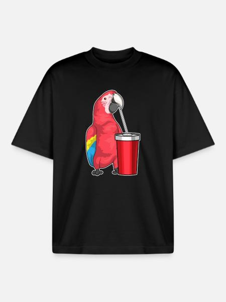 Parrot Mug to go - Boxy Heavyweight Unisex Organic T-Shirt by Stanley/Stella - black