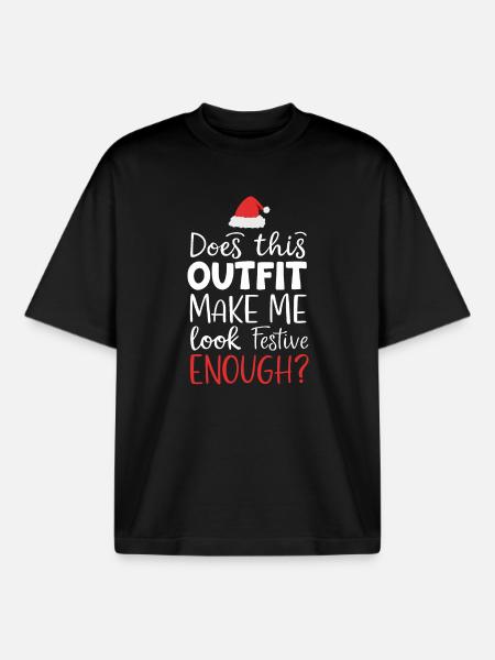 Festive Christmas Outfit - Boxy Heavyweight Unisex Organic T-Shirt by Stanley/Stella - black