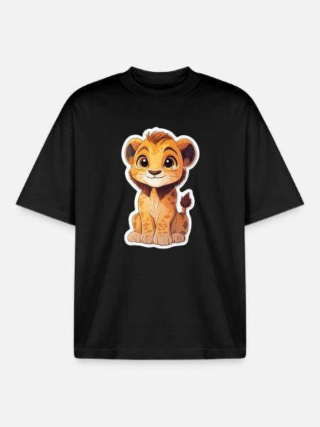 Lion - T-shirt unisexe boxy épais biologique Stanley/Stella - noir