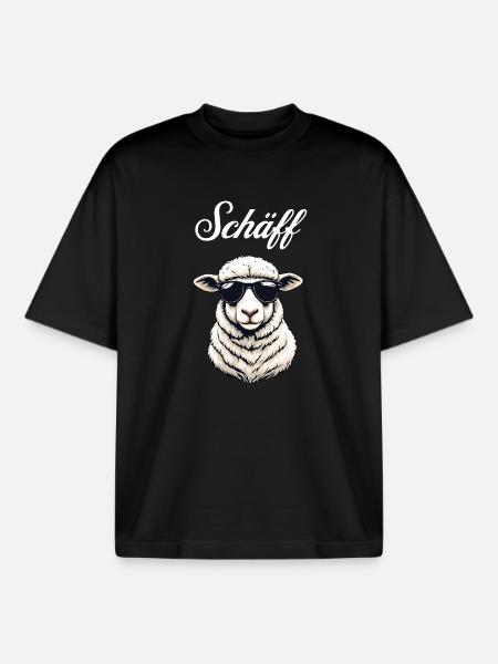 Schäff - Der lässige Chef im Wolle-Look - Boxy Heavyweight Unisex Organic T-Shirt by Stanley/Stella - black