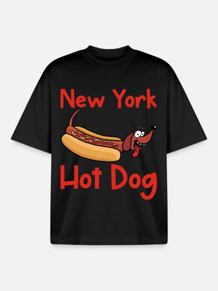 new york hot dog - Boxy Heavyweight Unisex Organic T-Shirt by Stanley/Stella - black