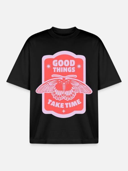 Patience & Growth – Aesthetic Motive - Boxy Heavyweight Unisex Organic T-Shirt by Stanley/Stella - black