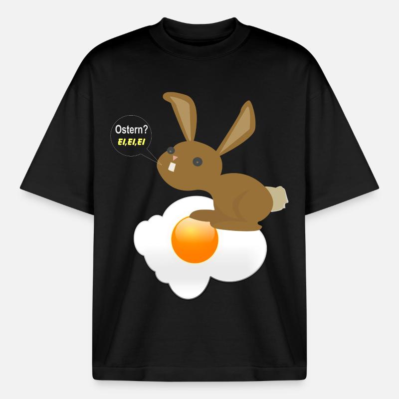 Bunny Easter Egg Egg Egg - Heavyweight Boxy Unisex T-Shirt by Stanley/Stella - black