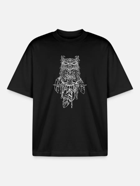 Dream owl - Boxy Heavyweight Unisex Organic T-Shirt by Stanley/Stella - black
