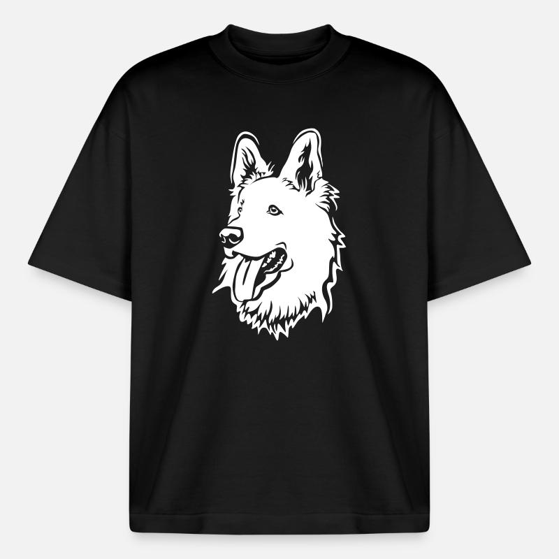 Schweizer Schäferhund Kopf "Black Edition" - Boxy Heavyweight Unisex Organic T-Shirt von Stanley/Stella - Schwarz
