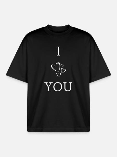 I Love You - Boxy Heavyweight Unisex Organic T-Shirt by Stanley/Stella - black
