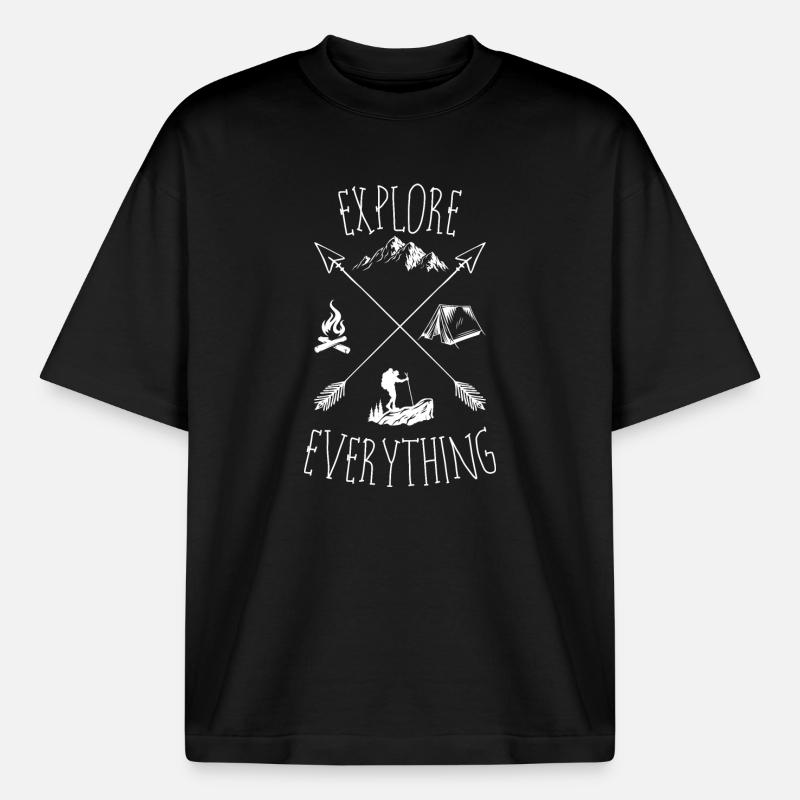 Explore Everything Outdoors - Boxy Heavyweight Unisex Organic T-Shirt by Stanley/Stella - black
