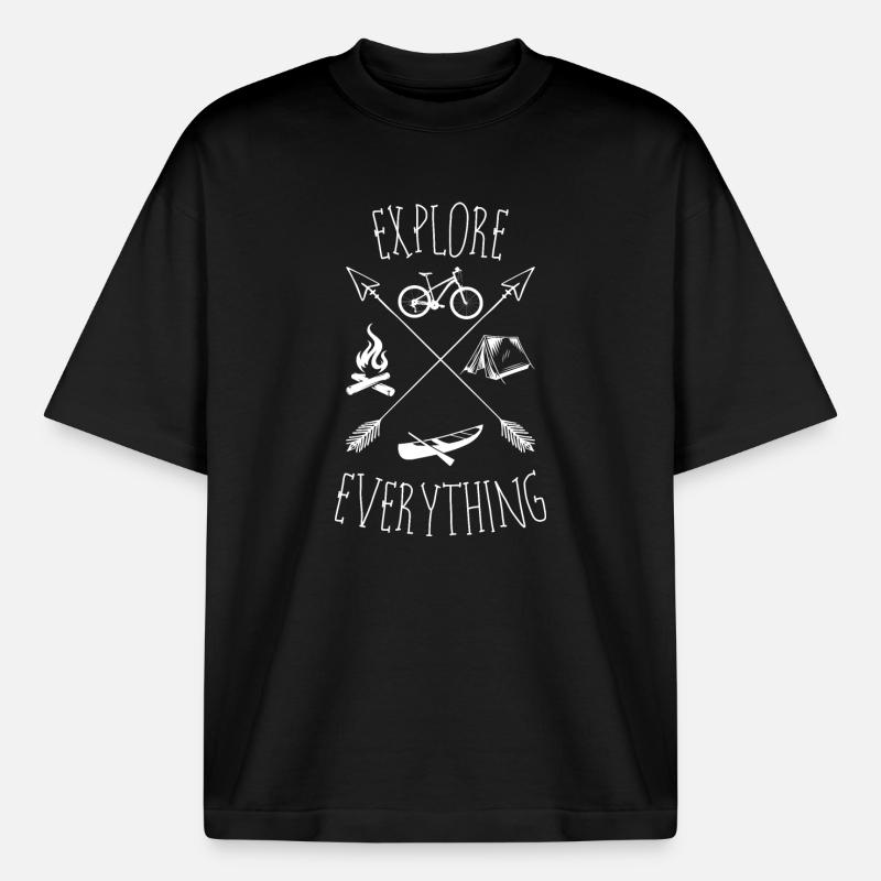 Explore Everything Outdoors - Boxy Heavyweight Unisex Organic T-Shirt by Stanley/Stella - black