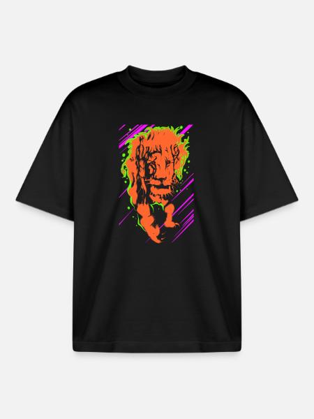 Lion - Boxy Heavyweight Unisex Organic T-Shirt by Stanley/Stella - black