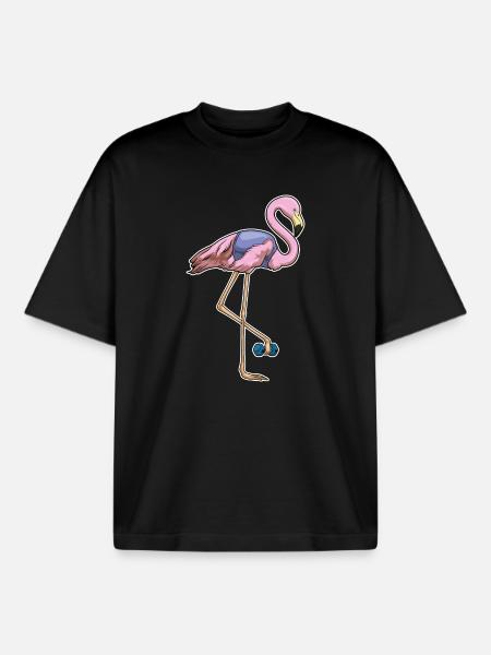 Flamingo Bodybuilder Dumbbell Bodybuilding - Boxy Heavyweight Unisex Organic T-Shirt by Stanley/Stella - black