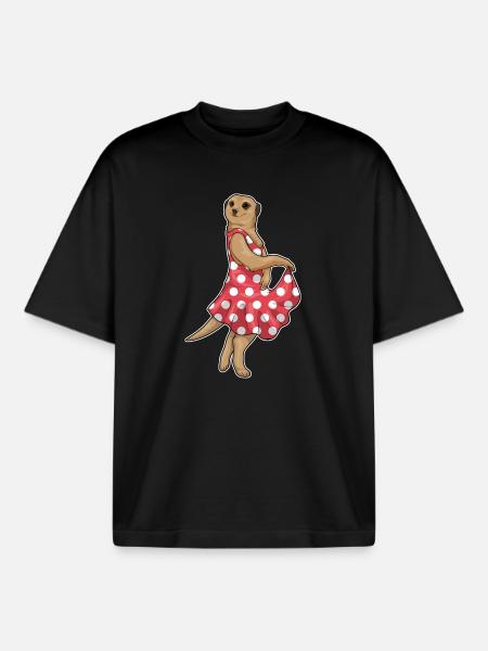 Erdmännchen Polka Dots Kleid - Boxy Heavyweight Unisex Organic T-Shirt von Stanley/Stella - Schwarz