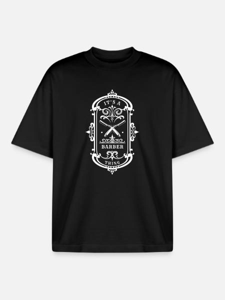 Barber Quote A Barber Thing - Boxy Heavyweight Unisex Organic T-Shirt by Stanley/Stella - black