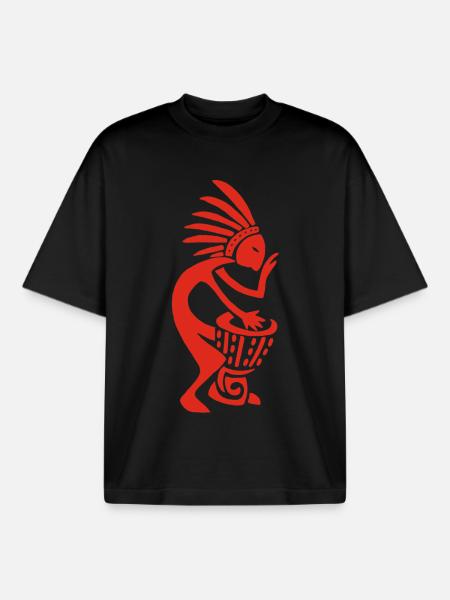 Tam Tam Player (Red) - Boxy Heavyweight Unisex Organic T-Shirt by Stanley/Stella - black