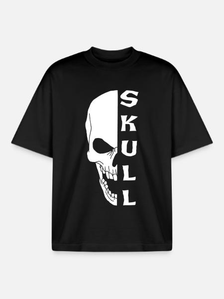 Le crâne blanc - T-shirt unisexe boxy épais biologique Stanley/Stella - noir