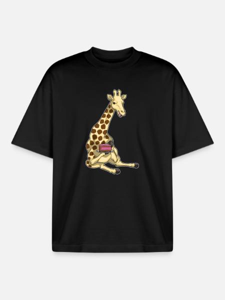 Giraffe Cake - Boxy Heavyweight Unisex Organic T-Shirt by Stanley/Stella - black