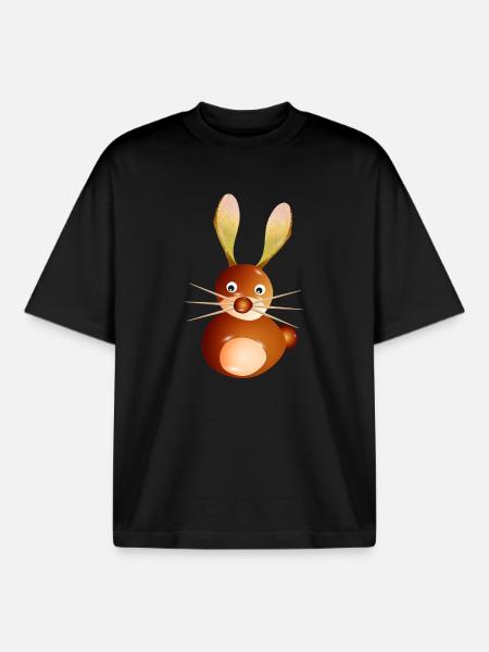 Cute Chestnut Rabbit – Crafting Fun & Child - Boxy Heavyweight Unisex Organic T-Shirt by Stanley/Stella - black