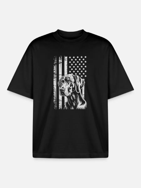 Patriotic Dog Portrait - Boxy Heavyweight Unisex Organic T-Shirt by Stanley/Stella - black