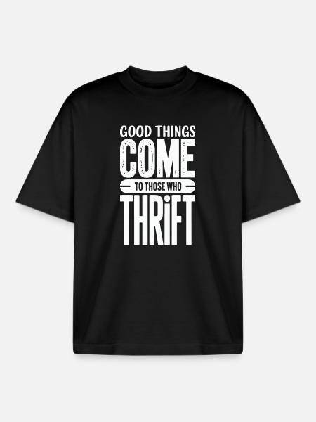 Good Things Come Thrift - Boxy Heavyweight Unisex Organic T-Shirt by Stanley/Stella - black