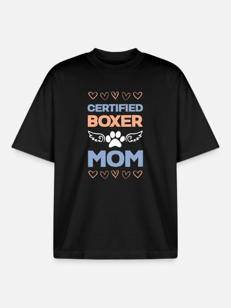 Certified Boxer Mom - Boxy Heavyweight Unisex Organic T-Shirt by Stanley/Stella - black