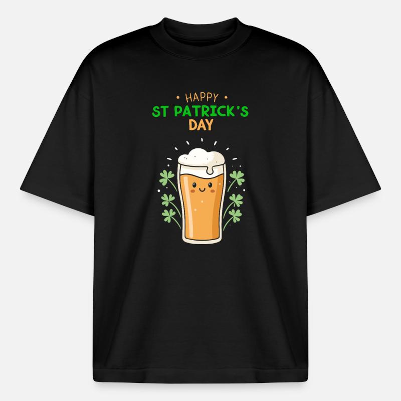 Frohes St. Patrick's Day Bier - Boxy Heavyweight Unisex Organic T-Shirt von Stanley/Stella - Schwarz