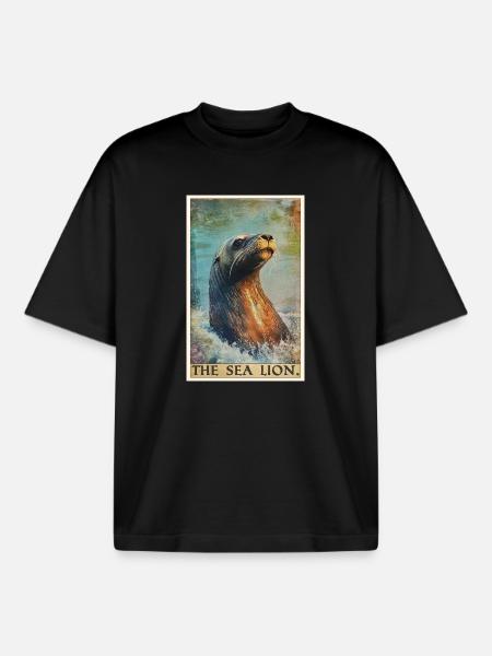 Sea Lions Sea Lion - Boxy Heavyweight Unisex Organic T-Shirt by Stanley/Stella - black