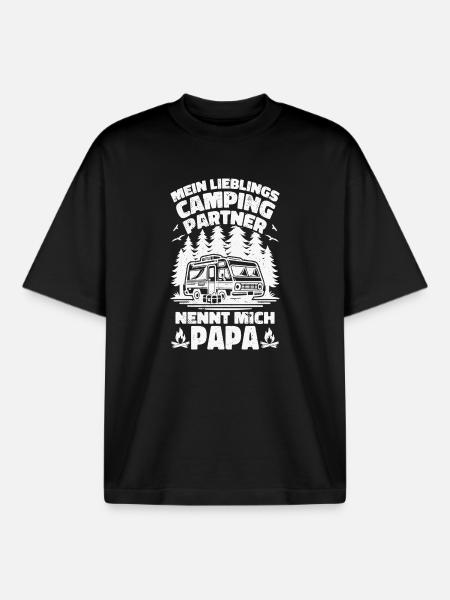 Lieblings Campingpartner Papa - Boxy Heavyweight Unisex Organic T-Shirt von Stanley/Stella - Schwarz