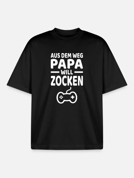 Papa Will Zocken - Boxy Heavyweight Unisex Organic T-Shirt von Stanley/Stella - Schwarz
