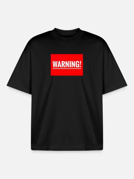 Warning Flexible Embroidery Design - Boxy Heavyweight Unisex Organic T-Shirt by Stanley/Stella - black