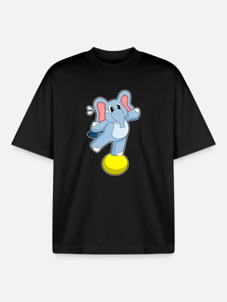 Elephant Workout Gymnastics Fitness - Boxy Heavyweight Unisex Organic T-Shirt by Stanley/Stella - black