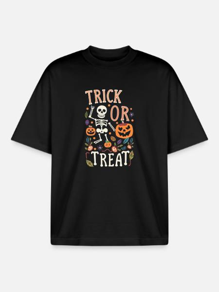 trick or treat - Boxy Heavyweight Unisex Organic T-Shirt by Stanley/Stella - black