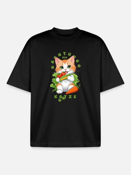 Bio Katze - Boxy Heavyweight Unisex Organic T-Shirt von Stanley/Stella - Schwarz