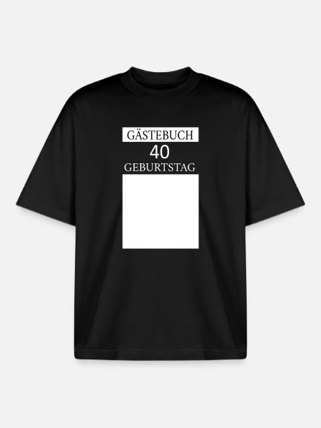 Księga gości Koszulka z podpisem na 40 urodziny - T-shirt unisex boxy ciężki organiczny Stanley/Stella - czarny