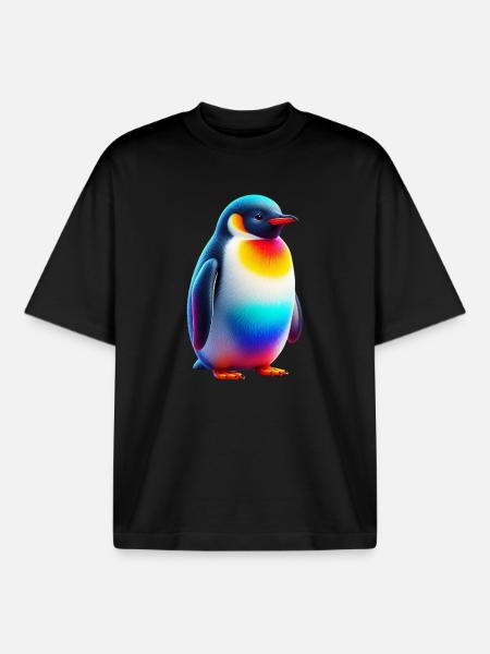 Penguin - Boxy Heavyweight Unisex Organic T-Shirt by Stanley/Stella - black