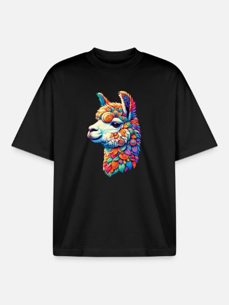 Alpaca - Boxy Heavyweight Unisex Organic T-Shirt by Stanley/Stella - black