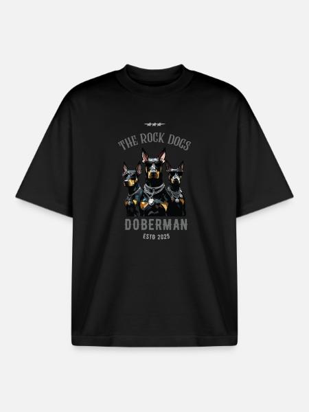 Dobermann Pinscher - der Felsenhund - Boxy Heavyweight Unisex Organic T-Shirt von Stanley/Stella - Schwarz