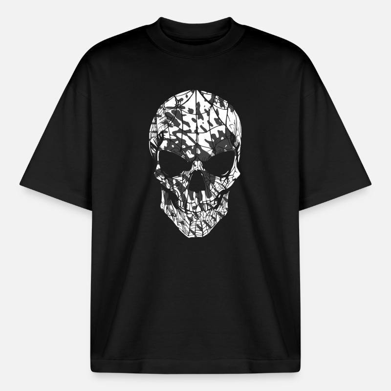 Skull Camouflage Pattern Black White - Boxy Heavyweight Unisex Organic T-Shirt by Stanley/Stella - black