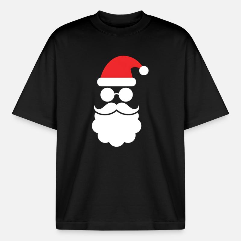 Weihnachtsmann mit Bart Minimal Kopf Design - Boxy Heavyweight Unisex Organic T-Shirt von Stanley/Stella - Schwarz