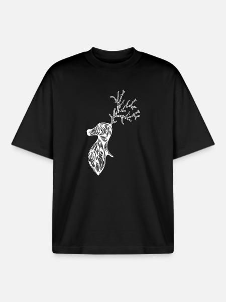 Deer - Boxy Heavyweight Unisex Organic T-Shirt by Stanley/Stella - black