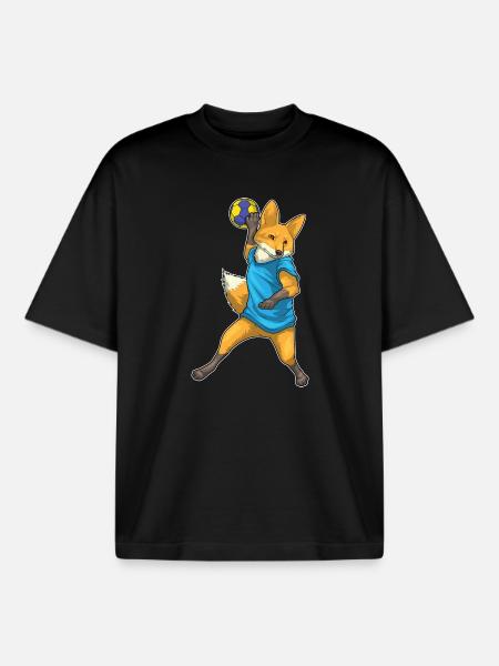Fuchs Handball Player Handball - Boxy Heavyweight Unisex Organic T-Shirt by Stanley/Stella - black