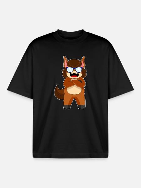 Horse Sunglasses - Boxy Heavyweight Unisex Organic T-Shirt by Stanley/Stella - black