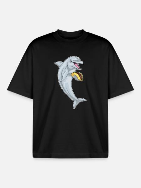 Dolphin Taco - Boxy Heavyweight Unisex Organic T-Shirt by Stanley/Stella - black