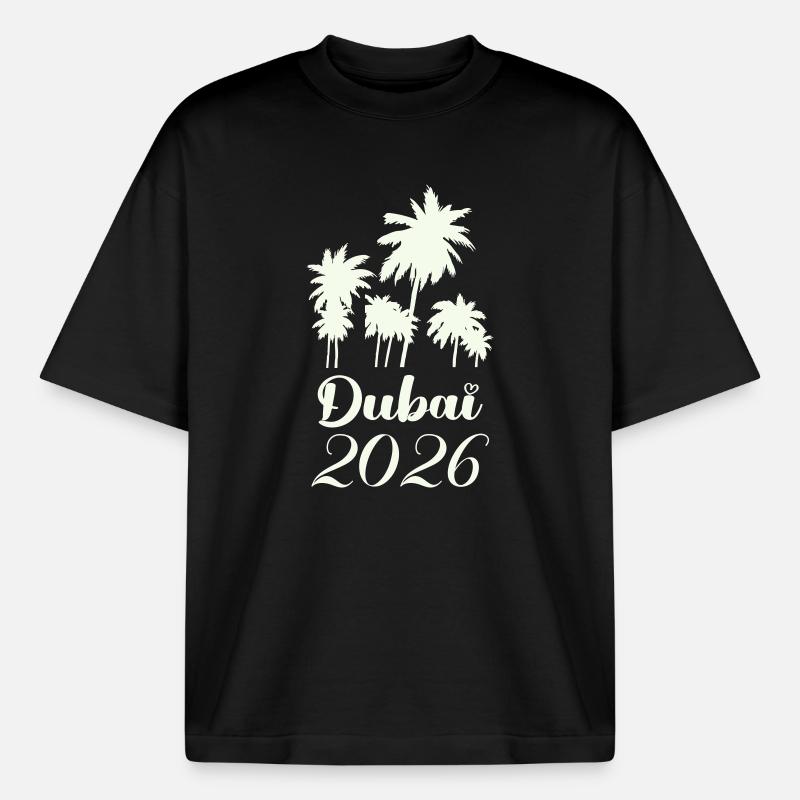 Dubai Palmen 2026 Script - Boxy Heavyweight Unisex Organic T-Shirt von Stanley/Stella - Schwarz