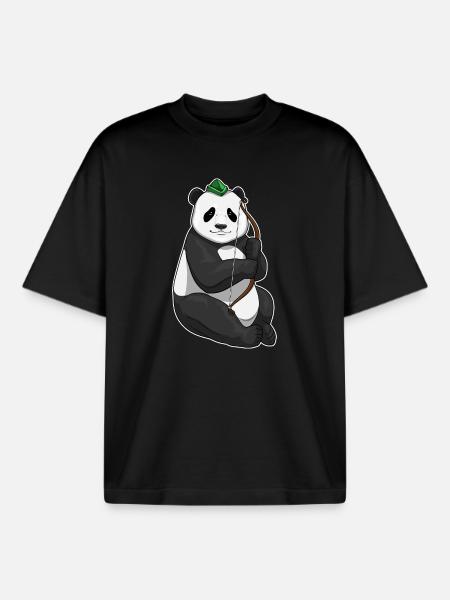 Arc Panda Archer - T-shirt unisexe boxy épais biologique Stanley/Stella - noir