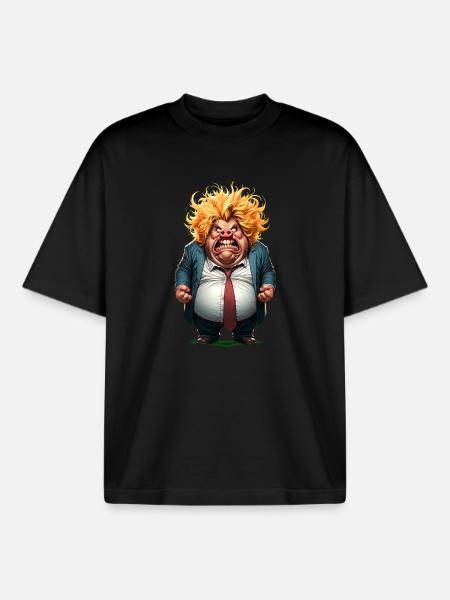 Angry Citizen Caricature - Boxy Heavyweight Unisex Organic T-Shirt by Stanley/Stella - black