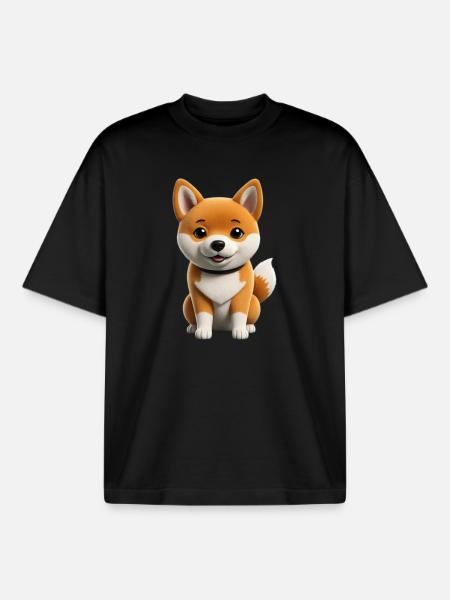 Shiba inu dog - Boxy Heavyweight Unisex Organic T-Shirt by Stanley/Stella - black